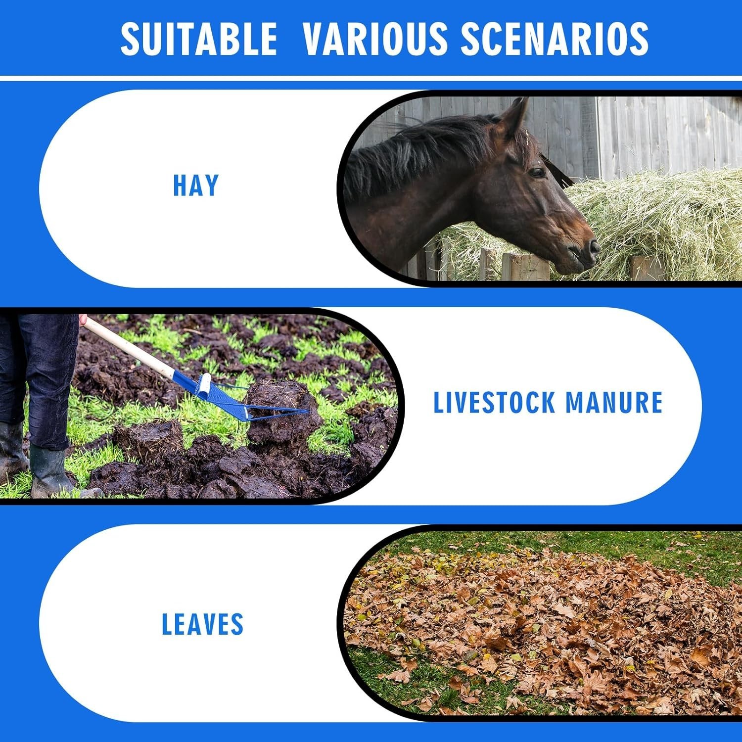 2 Pack Pitchfork Replacement Head Metal Horse Manure Rake Gardening Pitch Fork