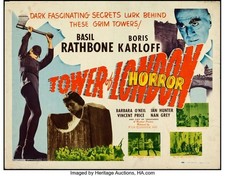 THE TOWER OF LONDON Original Movie Poster  KARLOFF- 1948, 48/1131