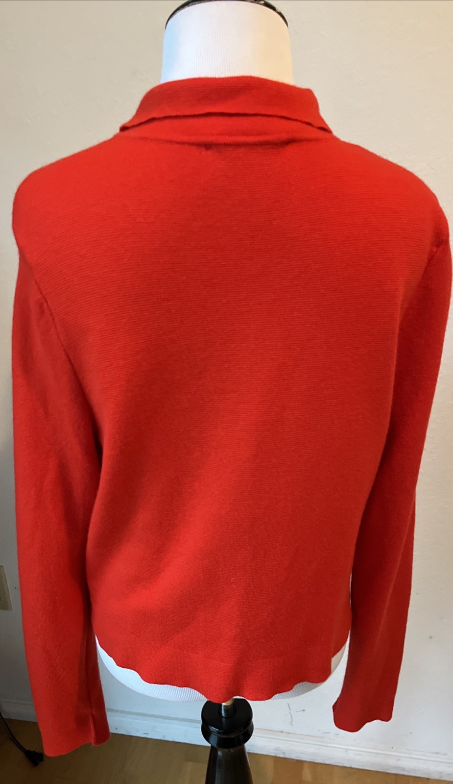 La Maille Sezane Betty Cardigan S Cherry Red Front Pockets Merino Wool Cardigan image 8