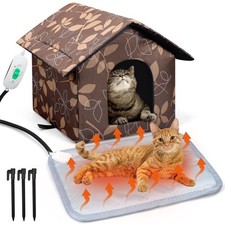 Outdoor Heated Cat House Set Weatherproof Enclosures Insulated Cat Shelter wi...