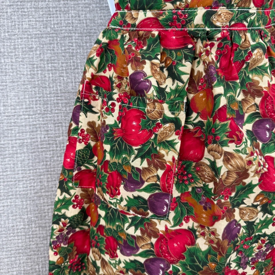 Delantal de Navidad de acebo de frutas vintage ahora diseños vacaciones hornear bolsillos de cocina Foto 3 de 4