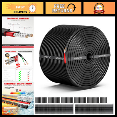 16 AWG 2 Conductor Electrical Wire - Stranded PVC Low Voltage Cable, 50FT
