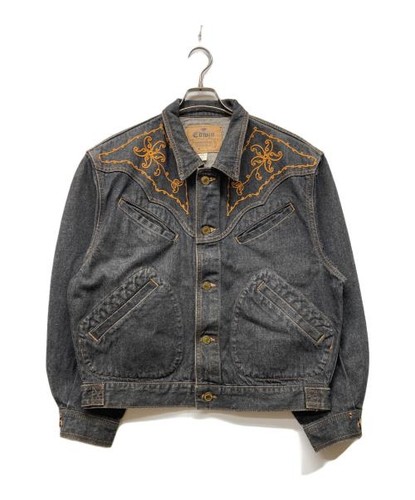 Edwin, EDWIN embroidered denim jacket black 5474-01