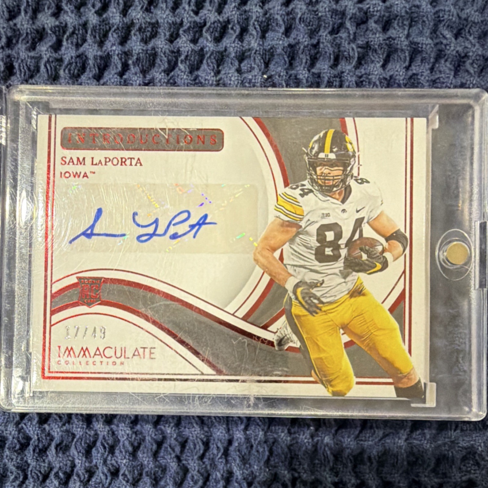 Sam LaPorta Panini Immaculate Collection Collegiate Immaculate Introductions Autographs #IISL Ruby