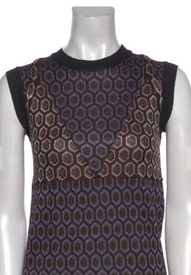 Marni collection Top Sleeveless Knit Size 38 US 2 4 XS S Metallic Print Italy