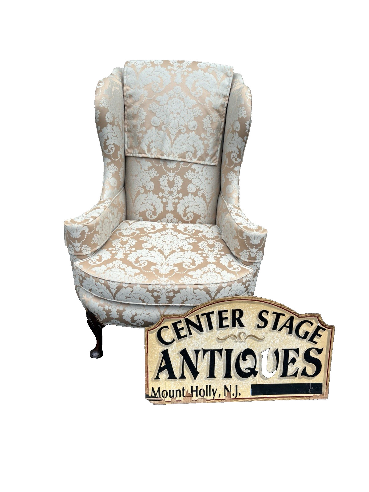 66866   Quality Queen Anne Wing Chair with Arm Covers