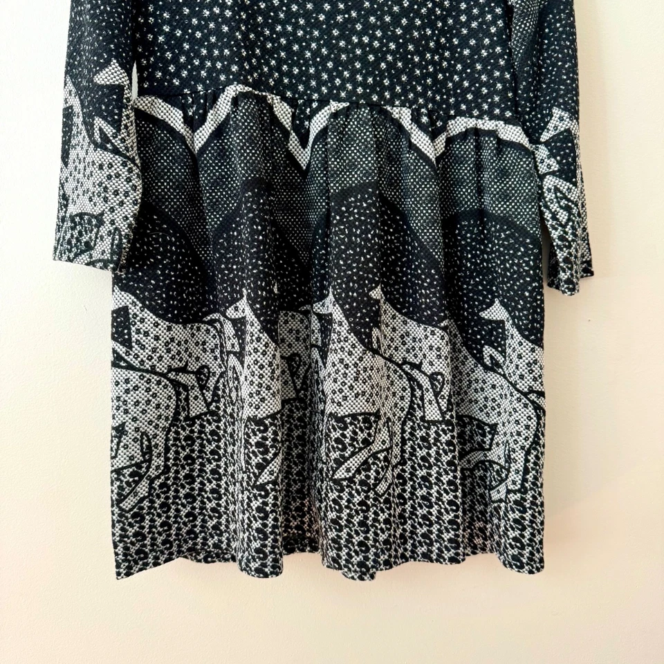 Modcloth Kling Horse Dress Black and White Equestrian Midi Long Sleeve Medium - Image 4 of 4
