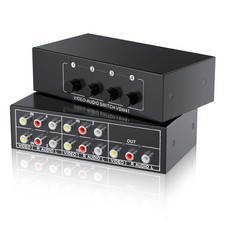 4-Way AV Switch RCA Switcher 4 in 1 Out Video Audio Selector Box, RCA Signal Swi