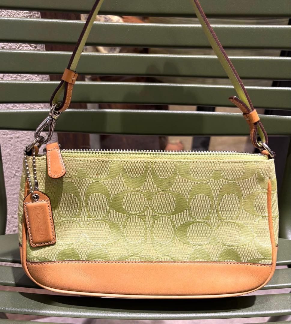 Vintage COACH Lime Green Signature Accessory Pouch 6094 Y2K image 3