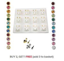 Sterile Ear Piercing Studs &ndash; Crystal Earrings Silver Gold Bezel 3mm