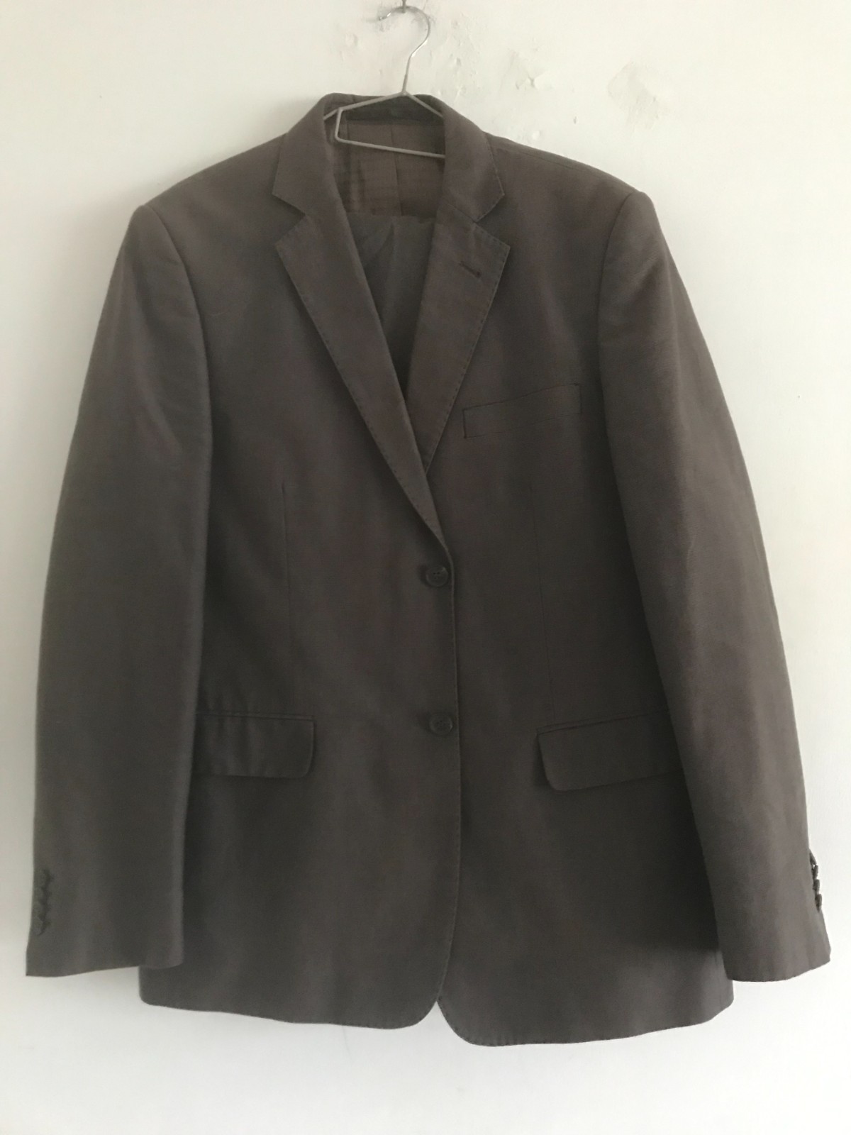 JOHN ROCHA BROWN COTTON SUIT JACKET 42 TROUSERS 36/29