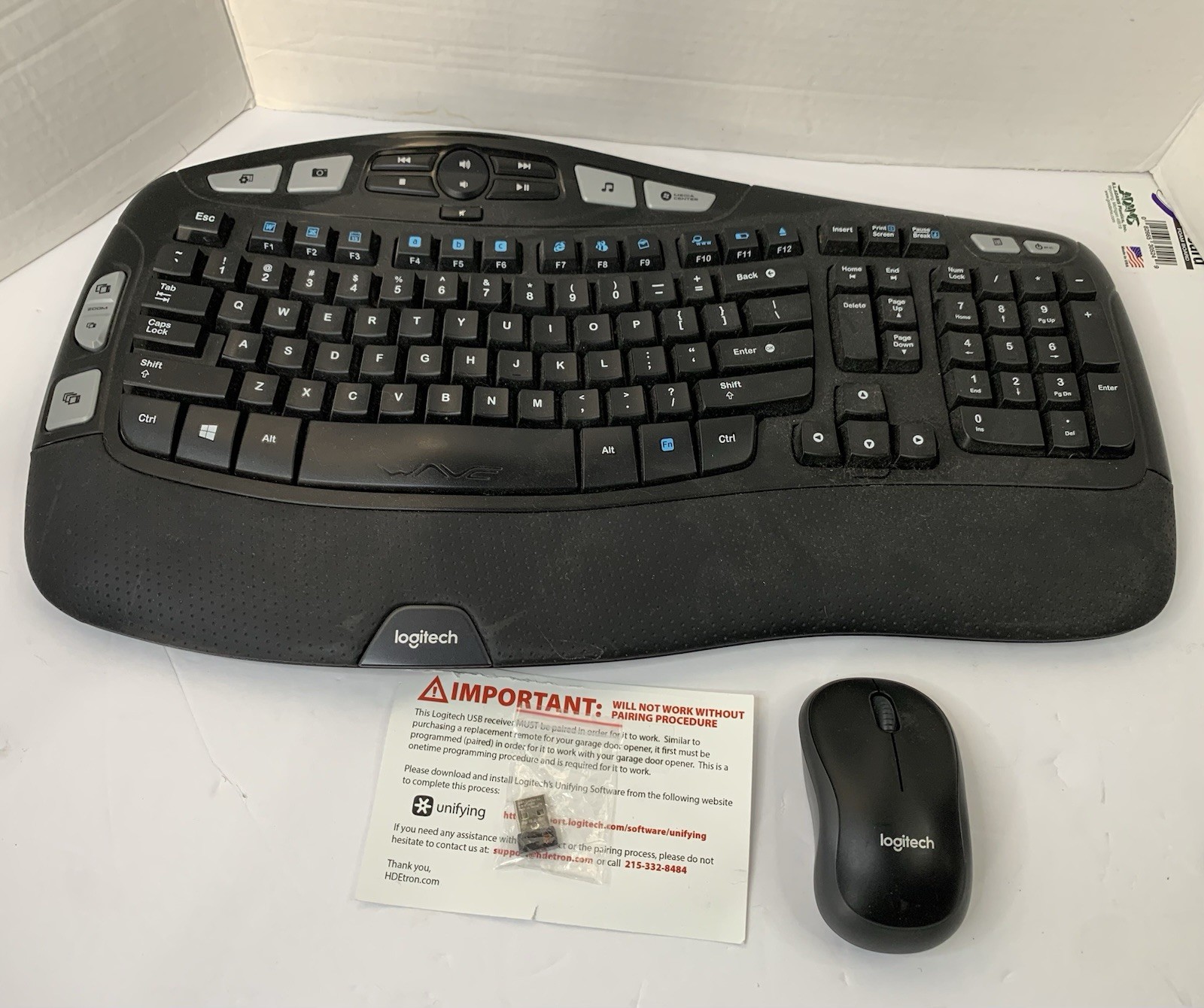 Rare Logitech K350 M510 Wireless Wave Ergonomic Keyboard W/ 