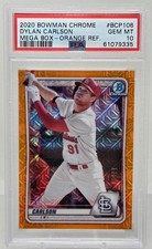 2020 Bowman Chrome Orange Refractor DYLAN CARLSON RC CARD /25 PSA 10 GEM MINT