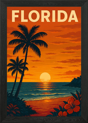 Florida Sonnenuntergang Strand Reise Poster Gerahmtes Wandbild Poster Leinwanddruck Bild
