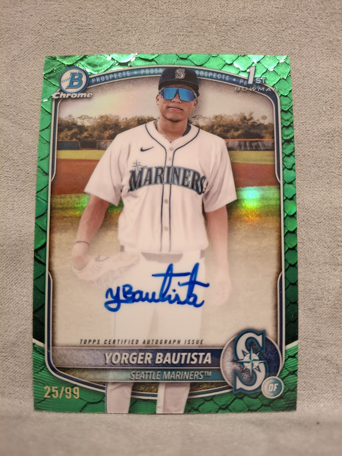 2025 Bowman Chrome #CPA-YB Yorger Bautista - Reptilian Green Bowman 1st Auto /99