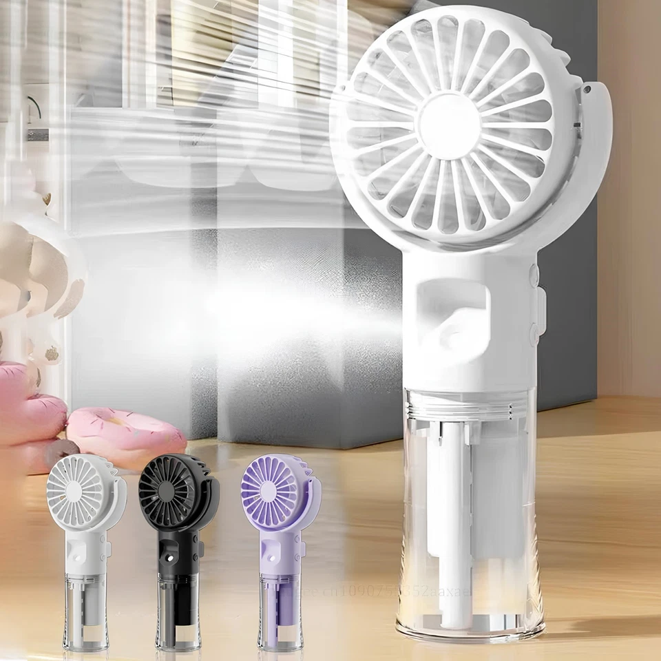 Mini Ventilatore Portatile con Nebulizzatore d'Acqua Ricaricabile USB Batteria - Immagine 2 di 4