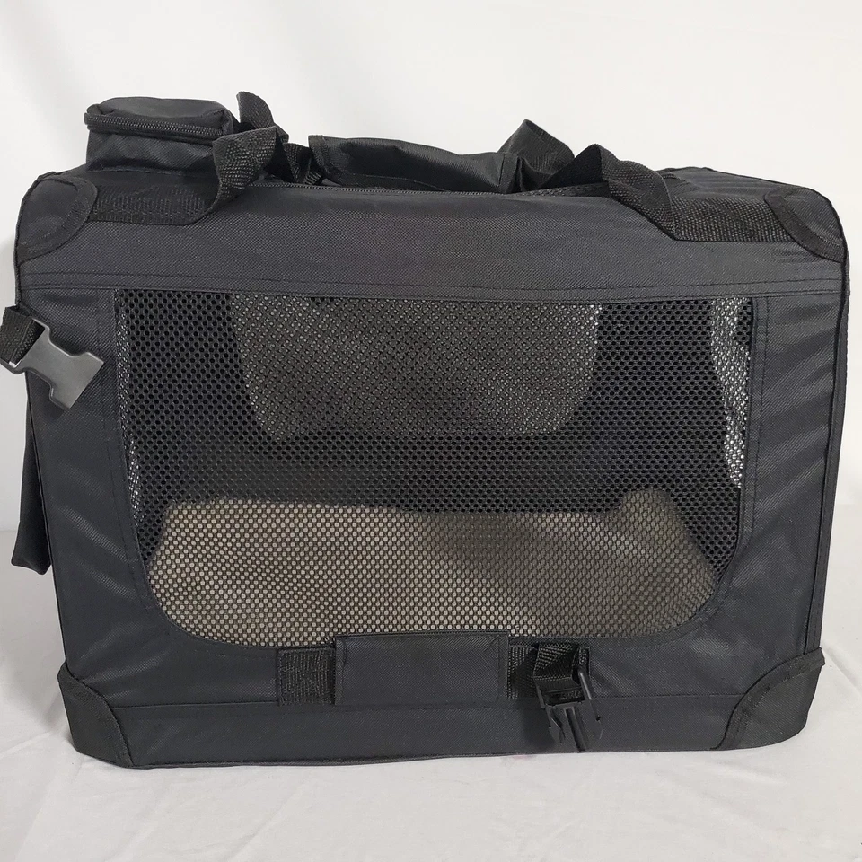 PET CARRIER- BLACK-19"-PROTECTIVE Steel Frame, Mesh Body-Washable Bed-Pispets - Image 2 of 4