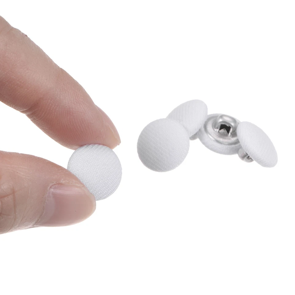 Botones de costura redondos de metal de 12,5 mm cubiertos de tela blancos 20 piezas Foto 4 de 4