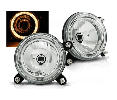 Headlights for VW GOLF 1 GOLF 2 Angel Eyes INTERNAL Chrome LHD