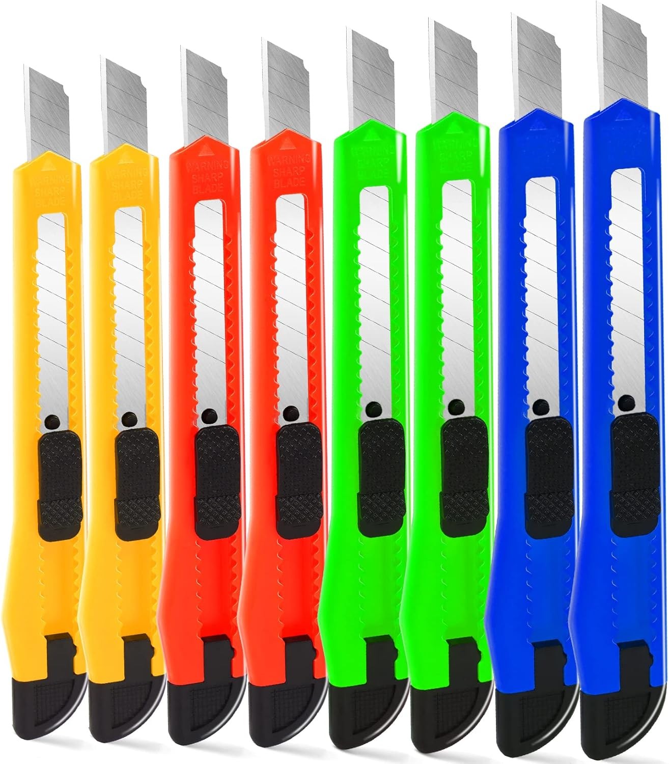 8 Pack Utility Knife, 9mm Snap-off Cutter Retractable for Opening Packages Ca