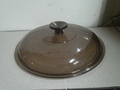 Pyrex Visions  Lid Amber Brown 10 1/2'' 10.5'' Glass Round Replacement CorningWare