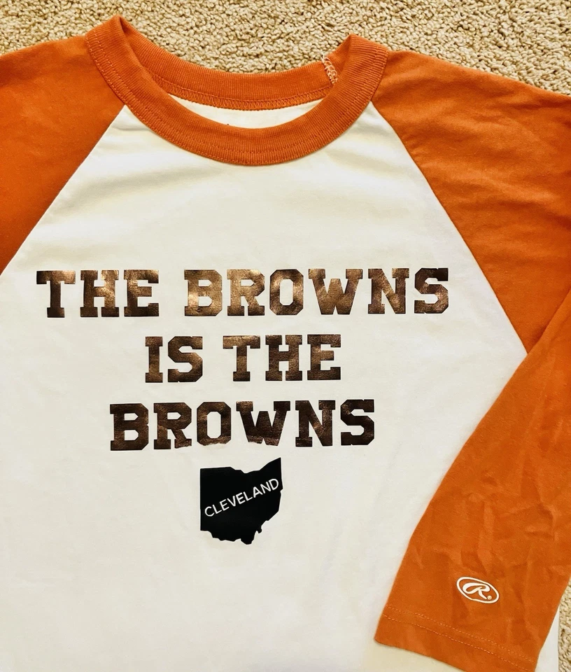 Camisa Cleveland Browns Is The Browns NFL Manga 3/4 Adulto Unisex M Rawlings Foto 2 de 4