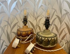 Jersey Pottery Lamp Base X 2 Green And Brown