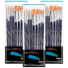 30 PCS Round Pointed Tip Paint Brush Set Small Nylon Hair for Acrylic Oil