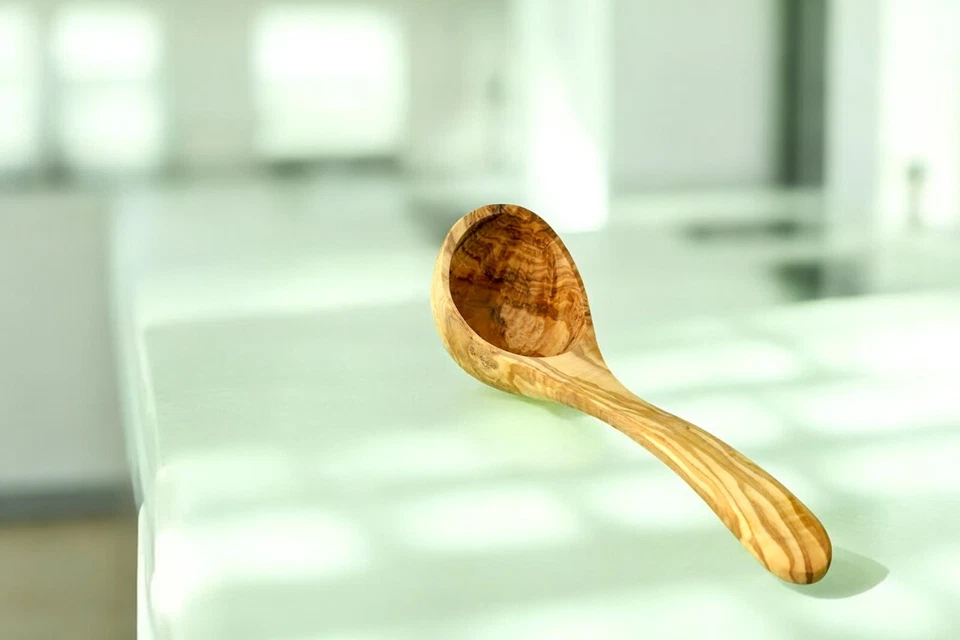 Handmade Olive Wood Soup Ladle 9.8" – Rustic Wooden Kitchen Scoop Spoon - Image 3 of 4