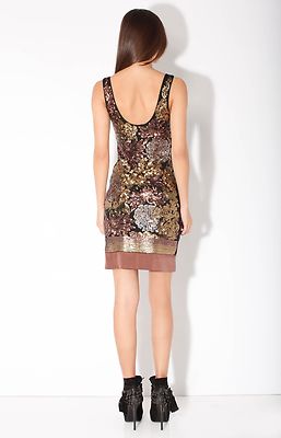 hale bob sequin dress Hale Bob Gold Floral Sequin Cocktail Dress | Tank Sleeveless XS NWT  1GIL6831