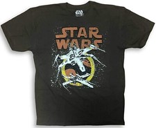 Star Wars Men  s T-Shirt X-Wing Tie Fighters Brown 2XL
