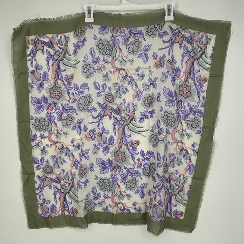 Sciarpa quadrata donna vintage Glentex verde salvia rosa viola floreale acrilico Giappone - Foto 5 di 7