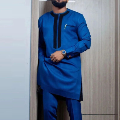 Men's African 2 Piece Set Traditional Shirt and Pants Set Suit Middle East Suit