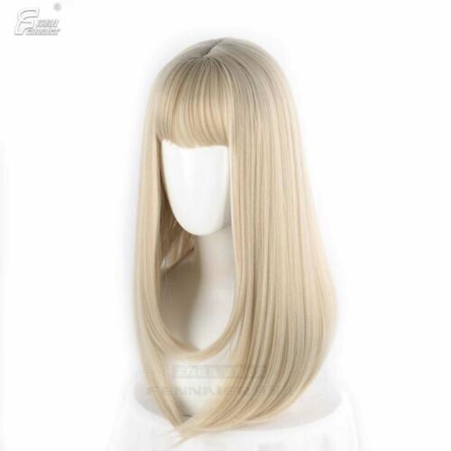 Cream blonde long straight hair lolita cosplay wig washable social HIGH  wave | eBay