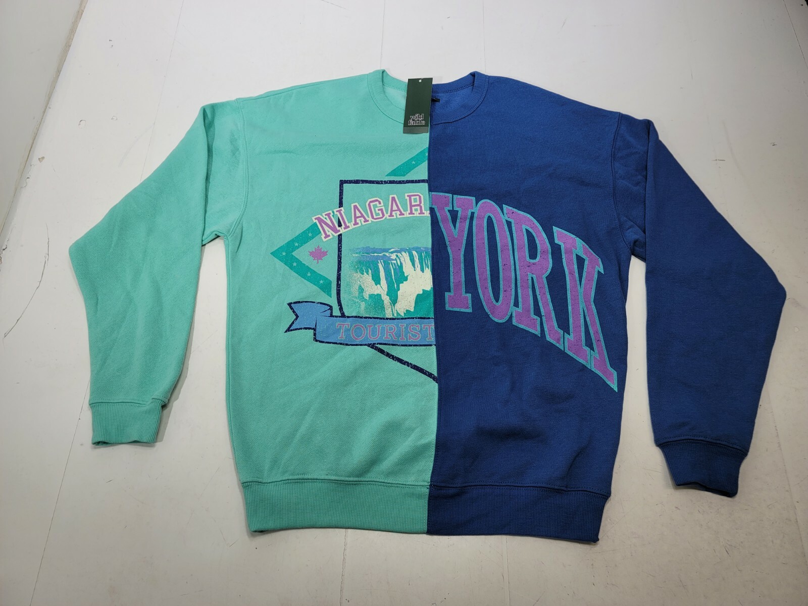 Wild Fable Blue Green Spliced Crew Neck 