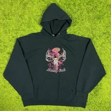 Mossy Oak Hoodie Mens 2XL Black Sweatshirt  Logo Grunge Vintage Y2K Cyber