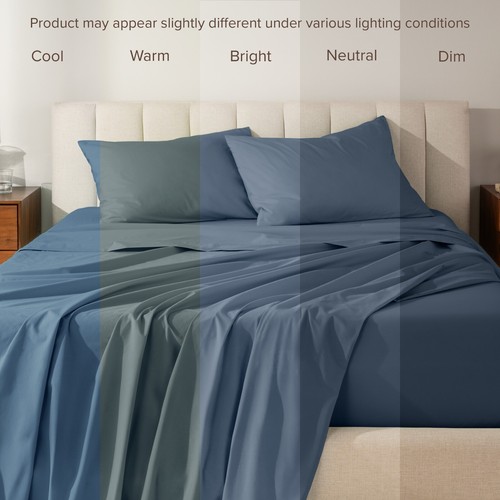 Bare Home 100% Organic Cotton Percale Sheet Set - 300 Thread Count - Lightweight - Picture 7 of 119