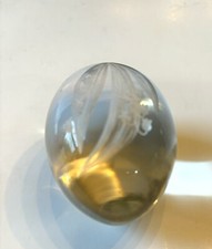 Crystal Glass Paperweight Etched Flowers Ekena Sweden