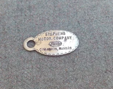 VTG 1920s-40s STEPHENS MOTOR CO FORD DEALERSHIP CIMARRON KANSAS KEYCHAIN TAG FOB
