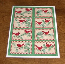 Hallmark Cards Sticker Sheet  Red Cardinal Labels