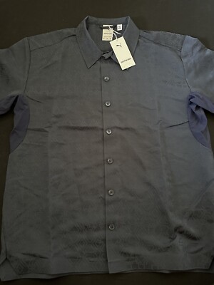 Puma X Dapper Dan Short Sleeve Button Down Navy Shirt Men Size M 53980506 $125