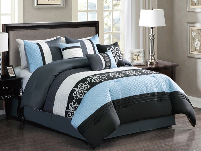 7 P Heike Star Hexagram Snowflake Comforter Set Turquoise Blue