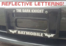 REFLECTIVE THE DARK KNIGHT BATMOBILE   License Plate Frame 