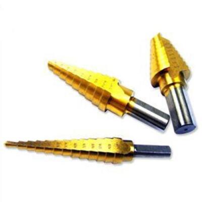 3 Piece Titanium Step Stepped Down Variable Size Steel Drill Bit Unibit Tool Set