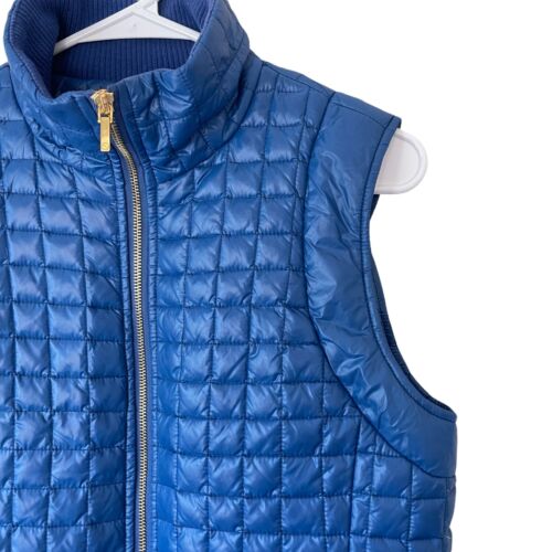 Tory Burch Quilted Down Puffer Vest Blue Size Small Womens Regular 