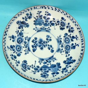 CHINESE EXPORT PORCELAIN 18THC ANTIQUE BLUE WHITE CHARGER KANGXI PLATE