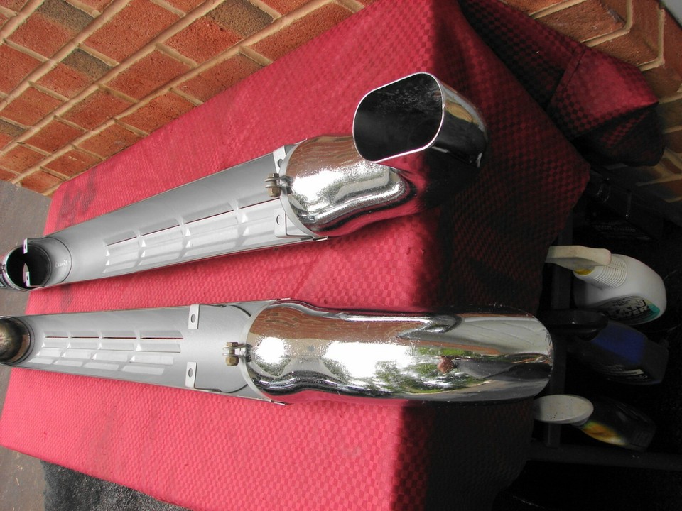 VINTAGE THRUSH SIDE KICK CHROME SIDE PIPES OVERALL LENGTH 61INCHES eBay
