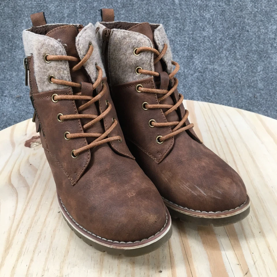 Botas de Senderismo Extreme by Eddie Marc para Mujer 8 Marrón Imitación Cuero Con Cordones Exterior Foto 3 de 4