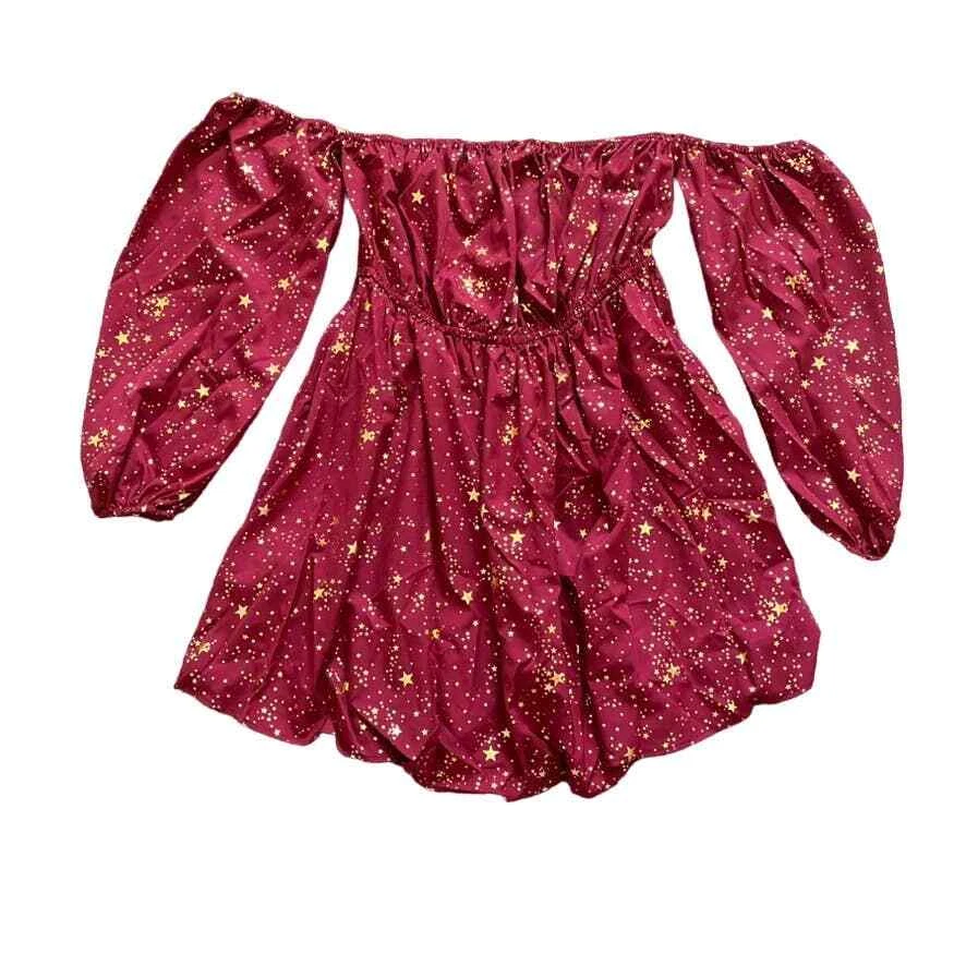 Off the shoulder skater dress long sleeve top