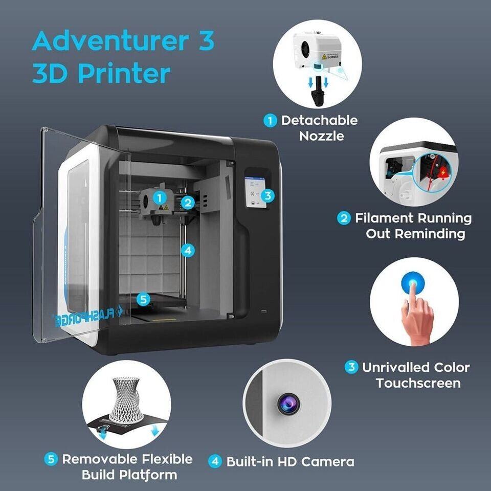 Official FLASHFORGE Adventurer 3 3D Printer Leveling-Free Quick Removable Nozzle - Picture 3 of 10